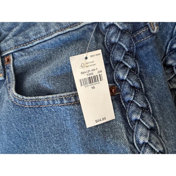 OLD NAVY Extra High Rise Sky Hi Wide Leg Braided Jeans Size 10 NEW NWT - Picture 2 of 9